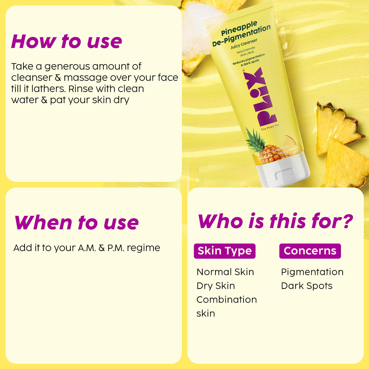 Plix Pineapple De-Pigmentation Juicy Cleanser – 90ml