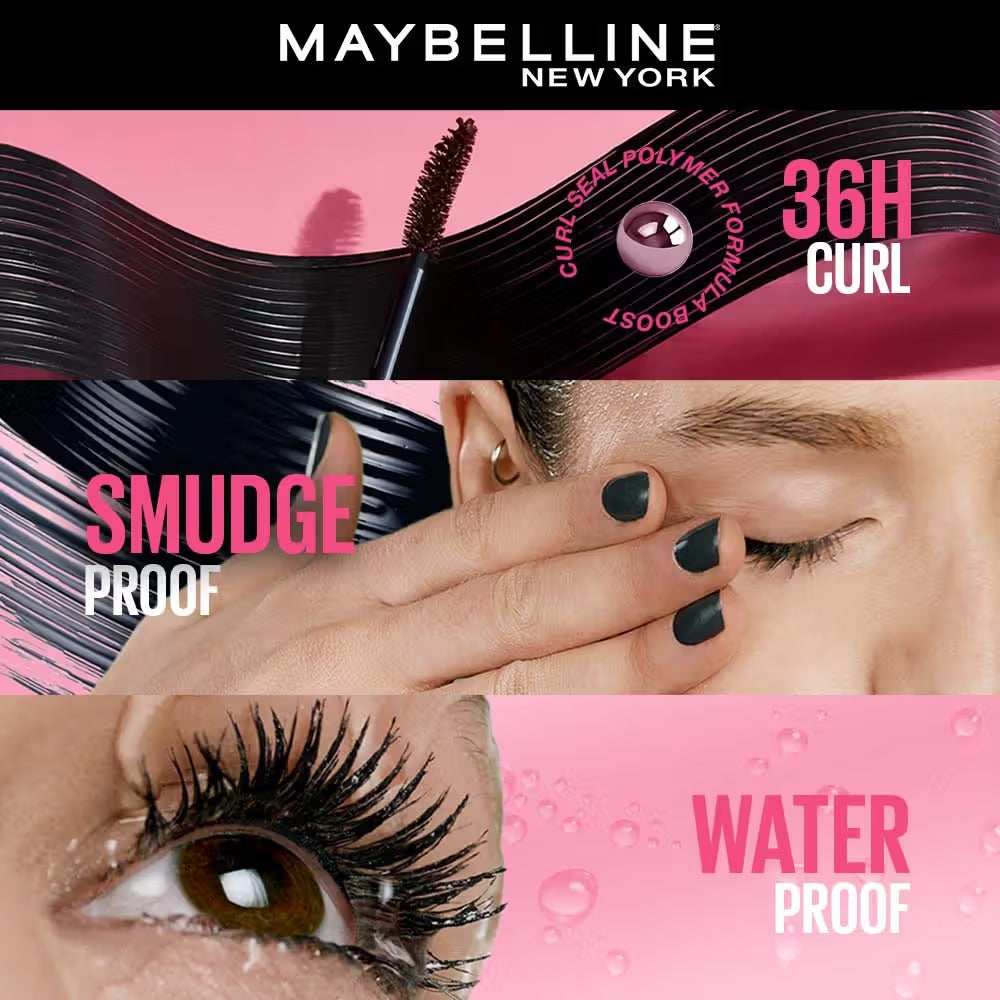 Maybelline New York Hypercurl Waterproof Mascara, Smudge & Highly Pigmented Very Black - (9.2ml)