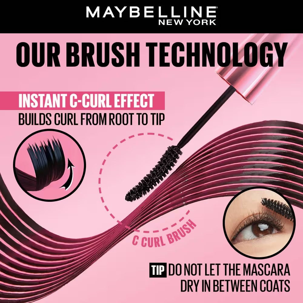 Maybelline New York Hypercurl Waterproof Mascara, Smudge & Highly Pigmented Very Black - (9.2ml)