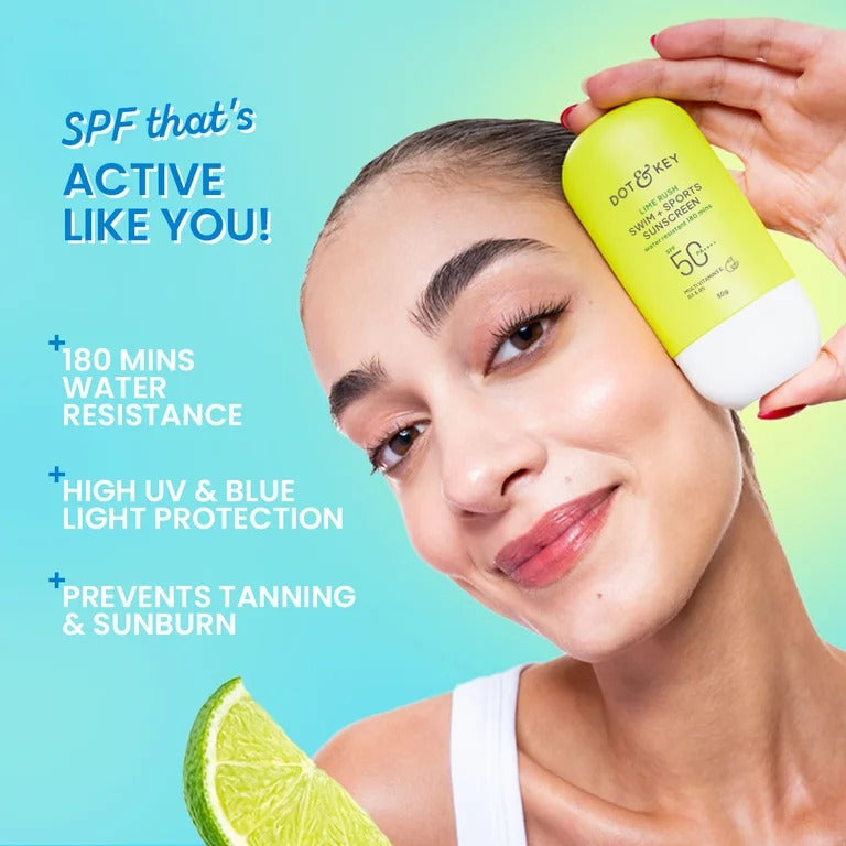 Dot & Key Lime Rush Swim + Sports Sunscreen SPF 50+ PA++++ In-Vivo Tested