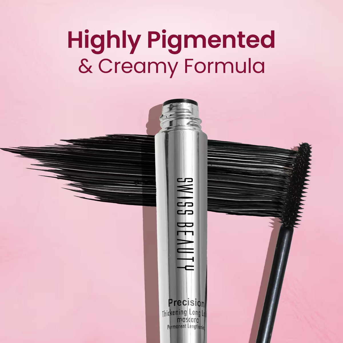 Swiss Beauty Precision Thickening Long Lash Mascara ,Waterproof , Smudge-Proof - Black