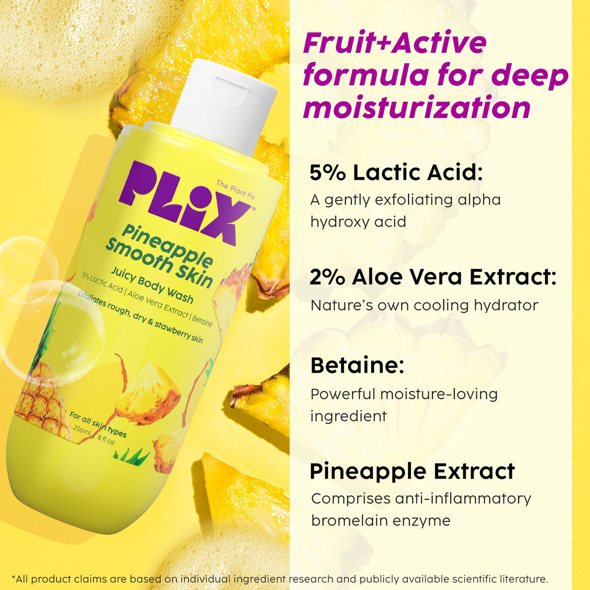 Plix Pineapple Smooth Skin Juicy Body Wash – 236ml