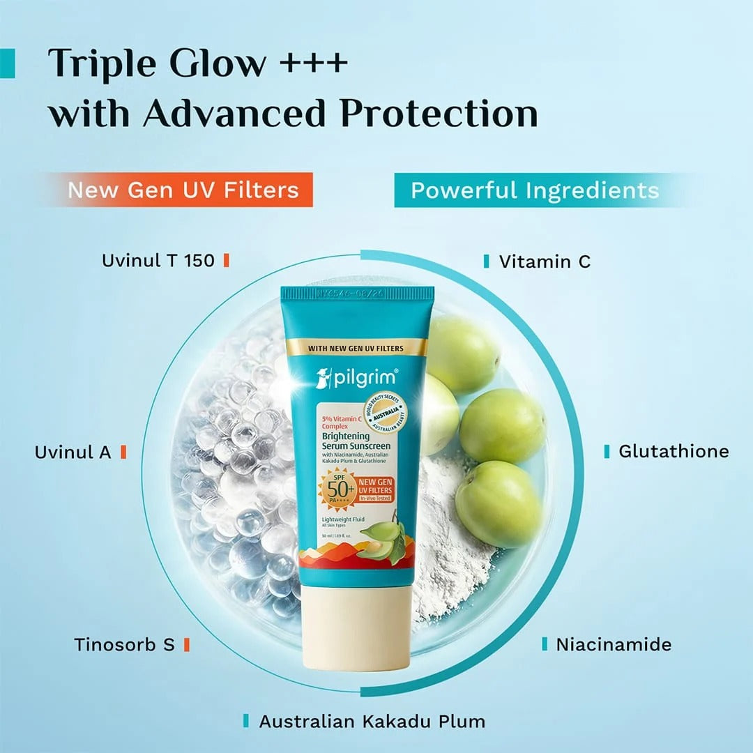 Pilgrim 5% Vitamin C Bright Serum + Sunscreen SPF 50