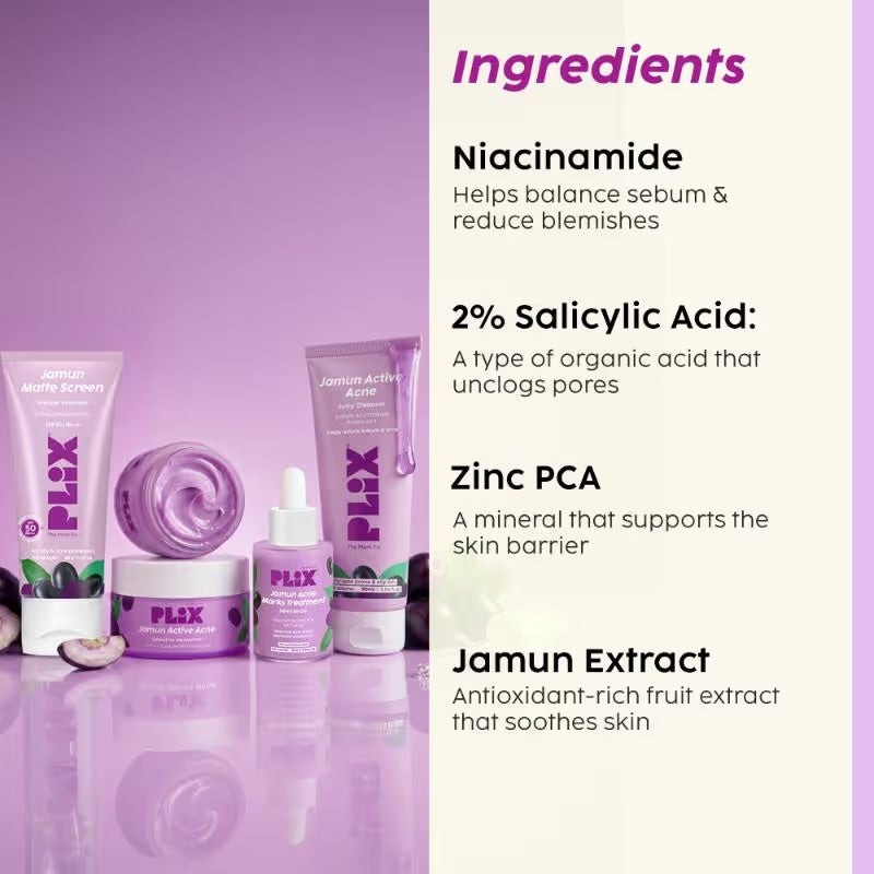 Plix Jamun Active Acne Combo Controls Excess Oil - For Oily & Acne-Prone Skin
