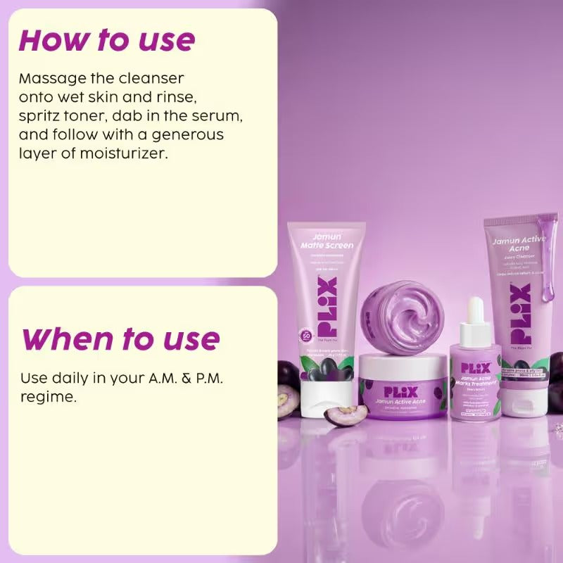 Plix Jamun Active Acne Combo Controls Excess Oil - For Oily & Acne-Prone Skin