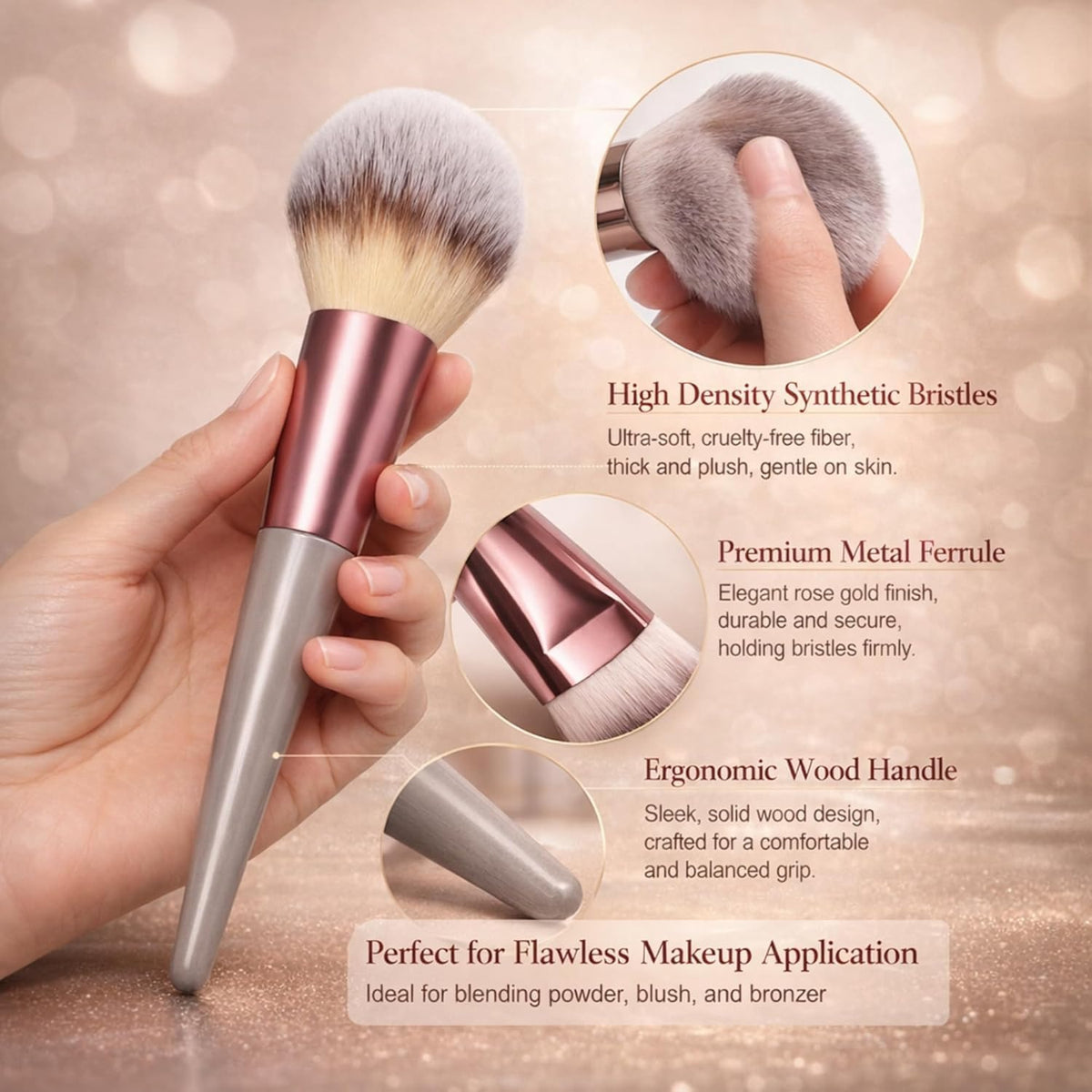 6 Pcs Makeup Brush Set for Women & Girls