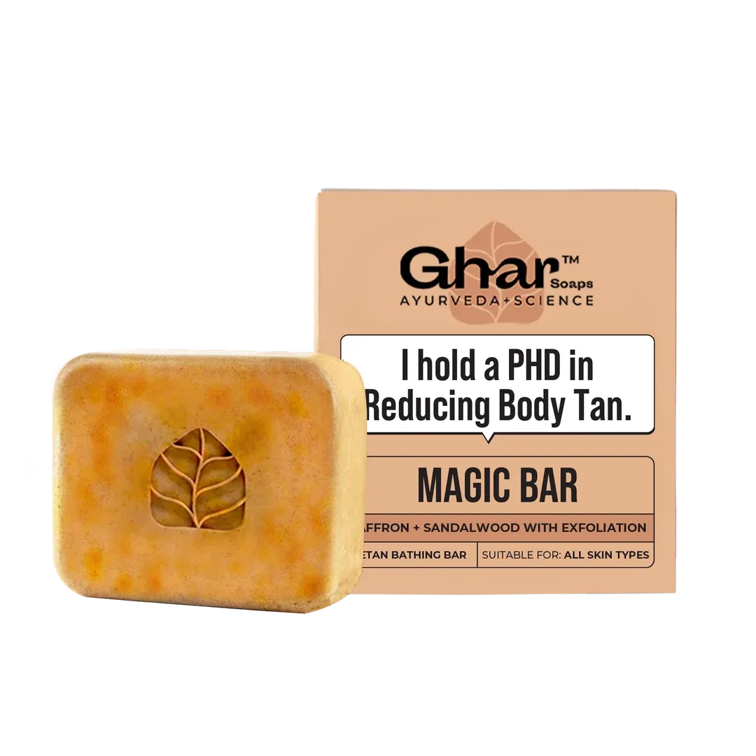 GHAR Magic Sandalwood & Saffron Soap for Daily Bathing