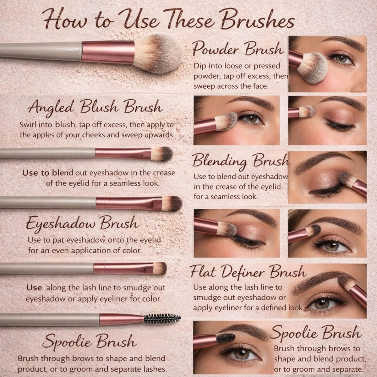6 Pcs Makeup Brush Set for Women & Girls