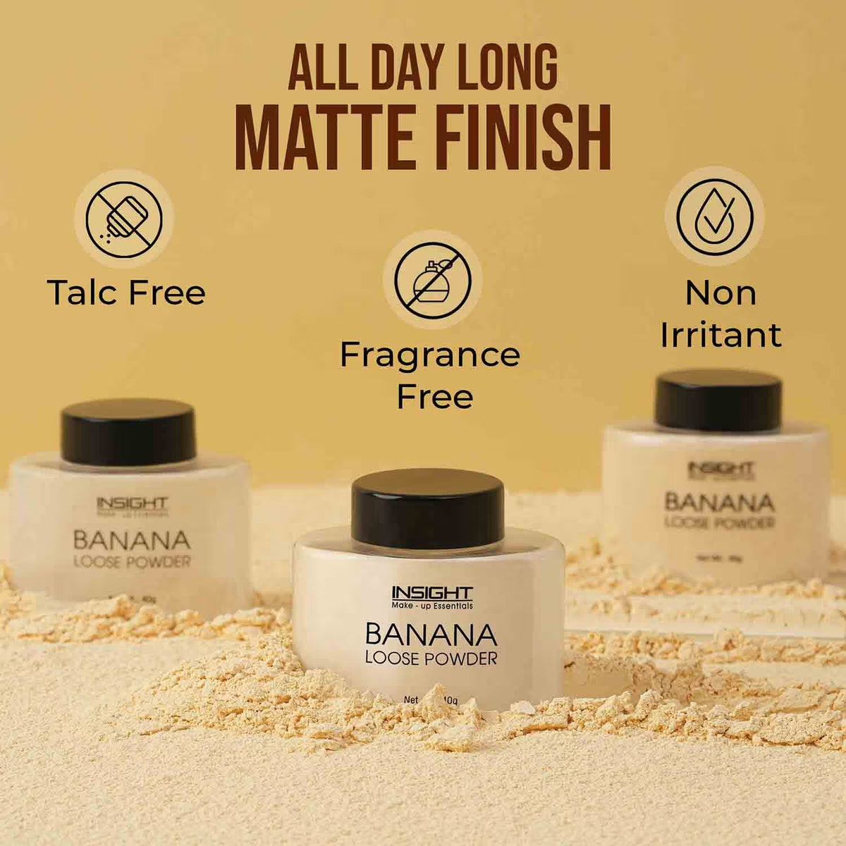 Insight Pro Banana Loose Powder for Makeup Setting & a Smooth-Looking Finish – 35g
