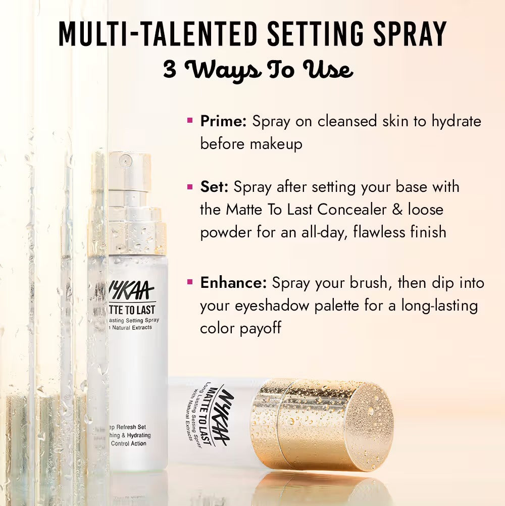 Nykaa Matte To Last Long-Lasting Makeup Setting Spray with Natural Extracts