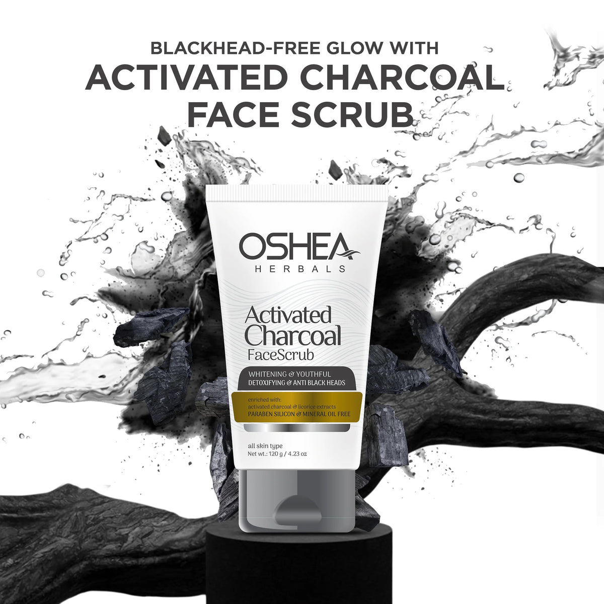 Oshea Activated Charcoal Face Scrub for a Deep-Cleansing Routine
