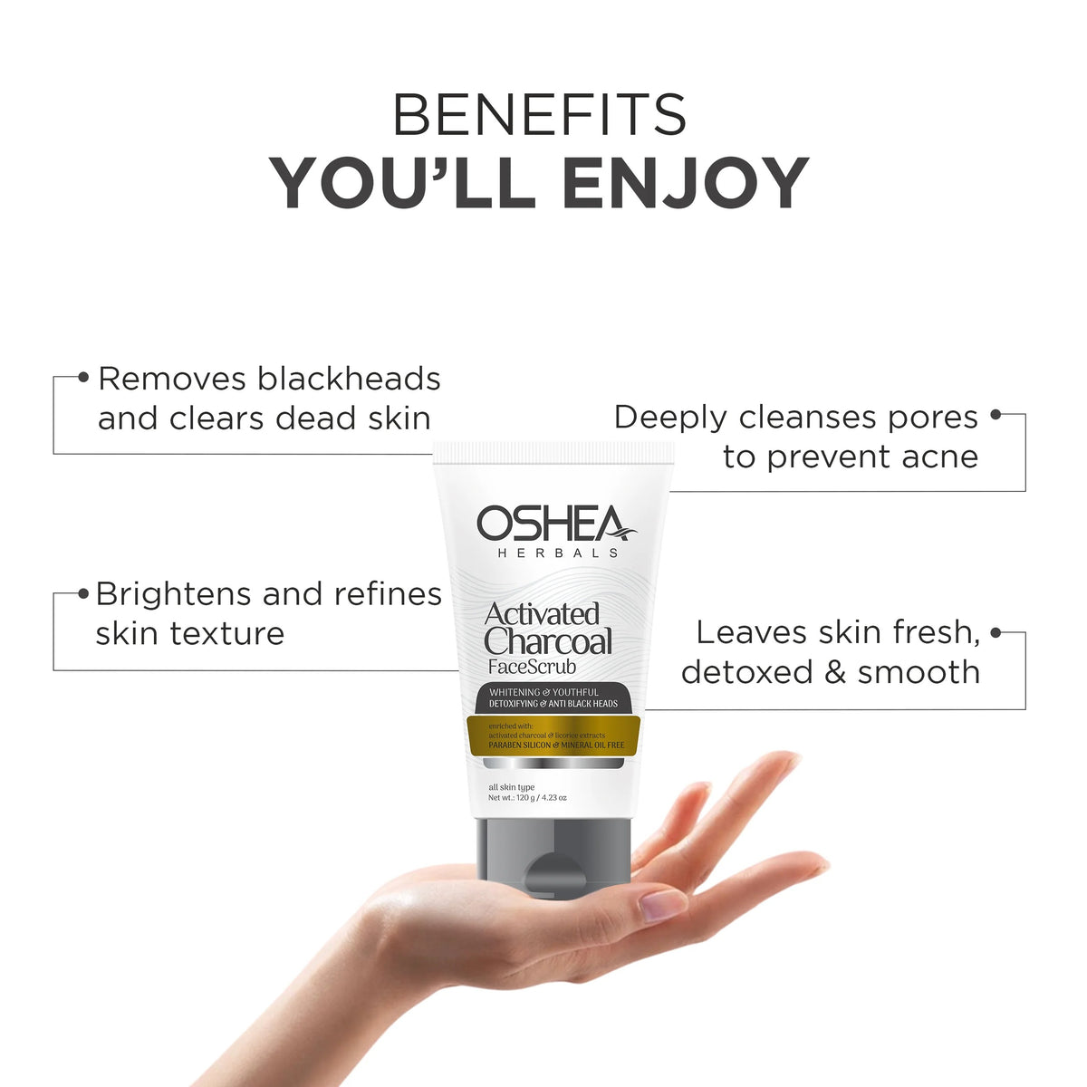 Oshea Activated Charcoal Face Scrub for a Deep-Cleansing Routine