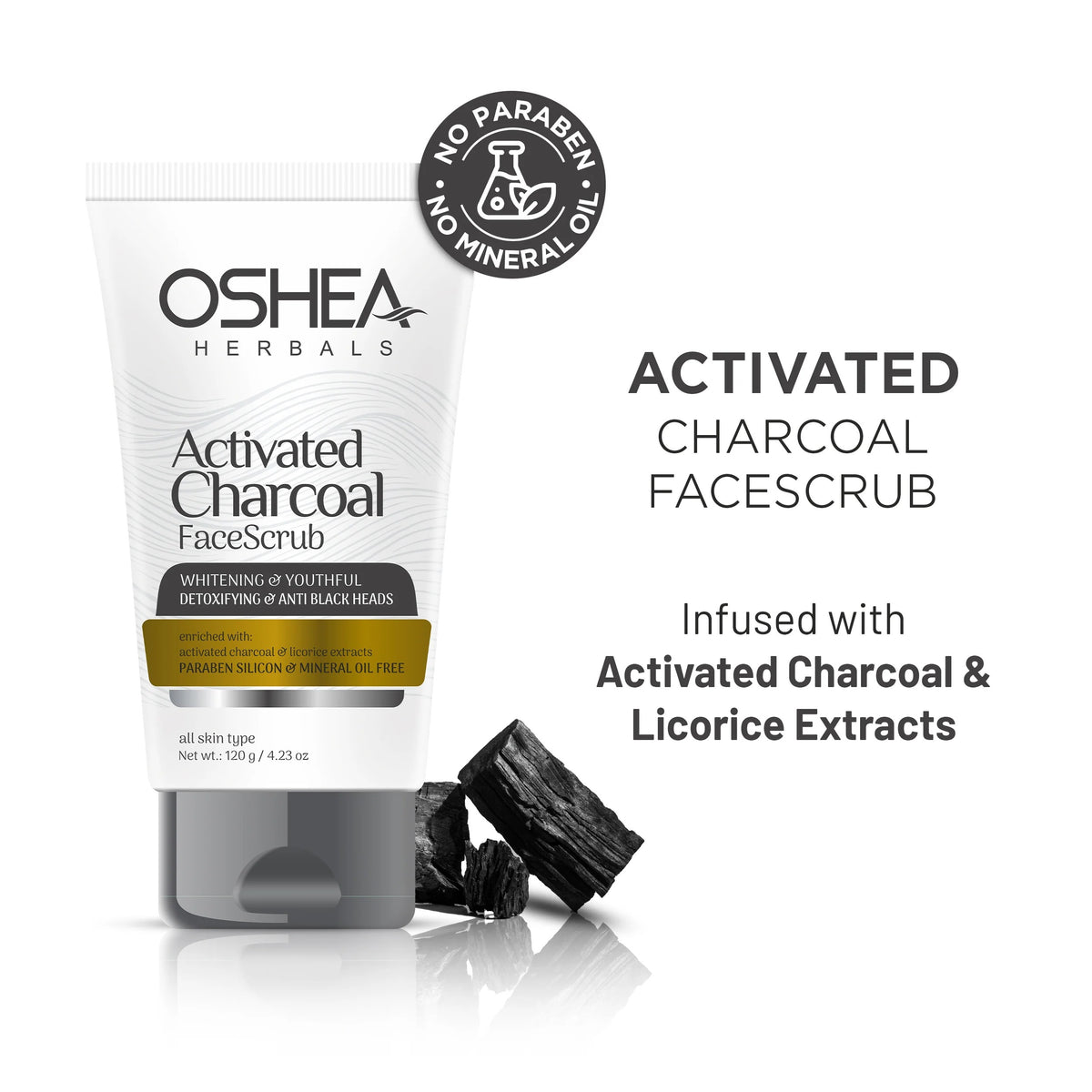 Oshea Activated Charcoal Face Scrub for a Deep-Cleansing Routine