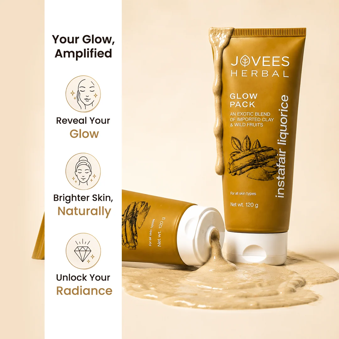 Jovees Insta Fair Liquorice Glow Face Pack for Tan Removal & Brightening | Clay Face Mask to Clean Pores, Remove Blackheads & Dark Spots