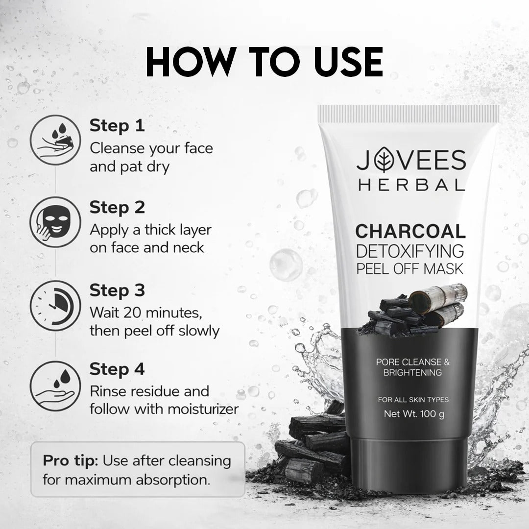 Jovees Activated Charcoal Detoxifying Peel Off Mask | Clarifies