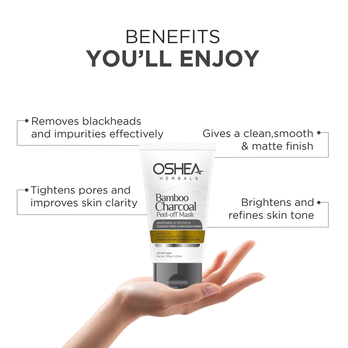 Oshea Bamboo Charcoal Peel Off Mask - [120gm]