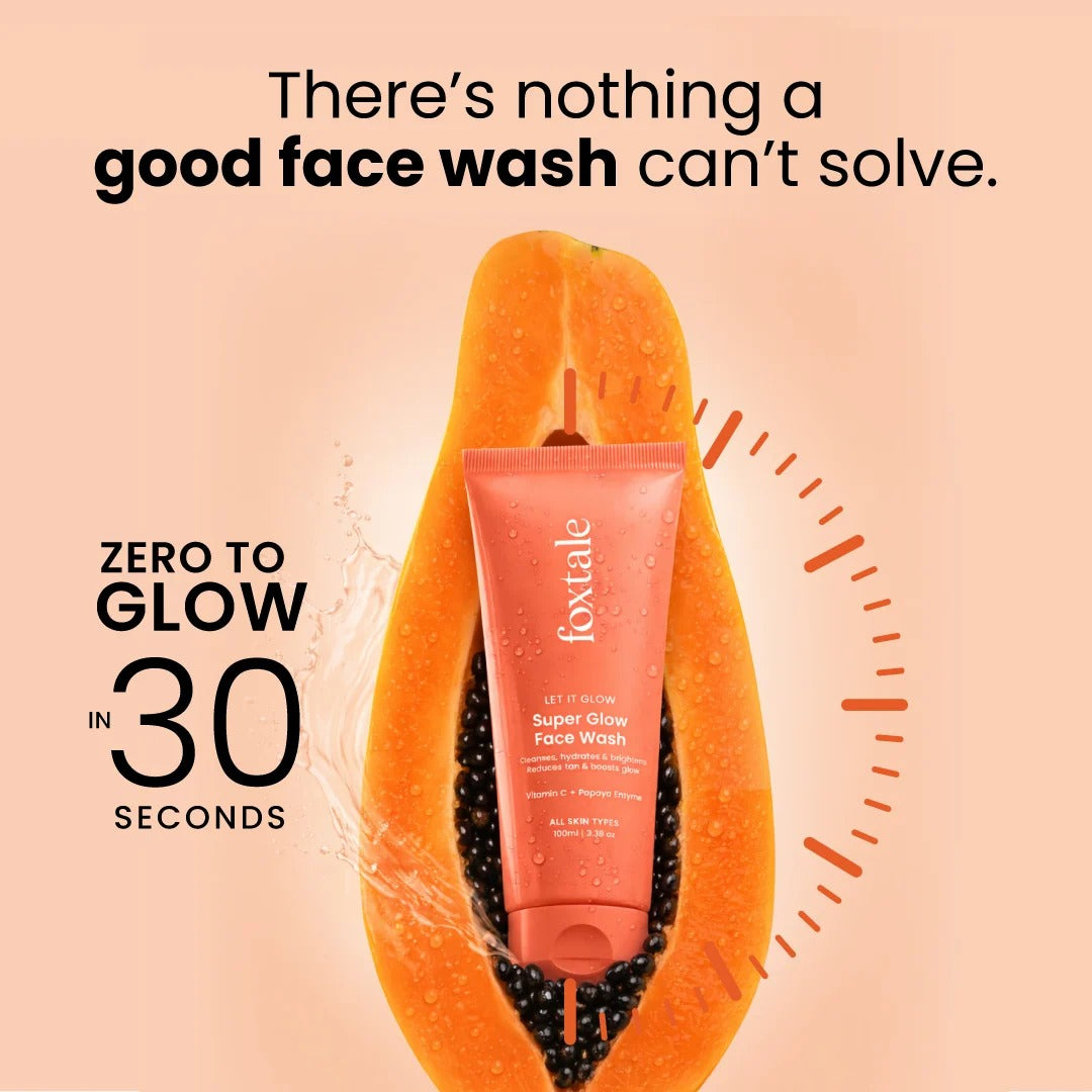 Foxtale Super Glow De-Tan Face Wash – 100ml Facial Cleanser