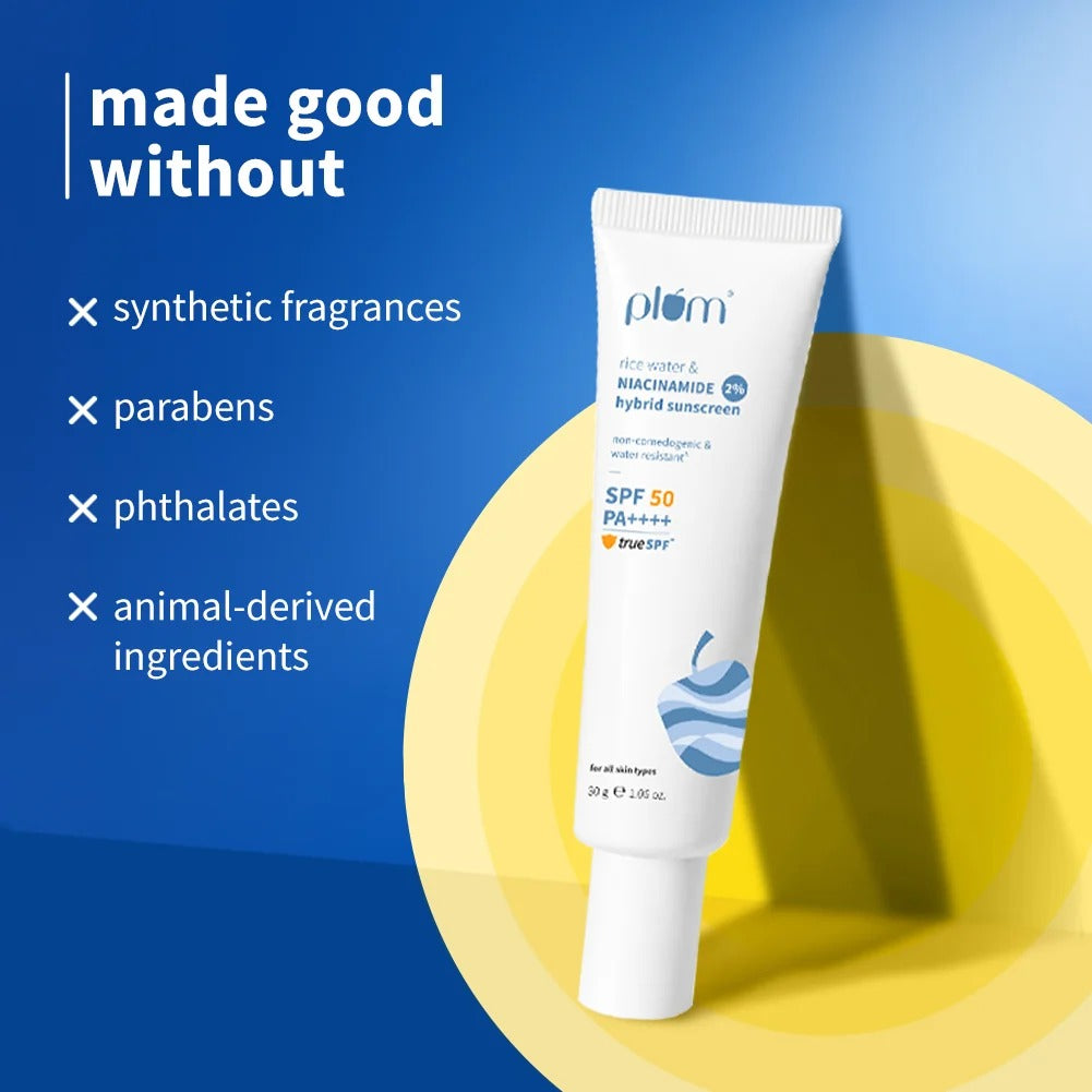Plum 2% Niacinamide & Rice Water Hybrid Sunscreen SPF 50 PA++++