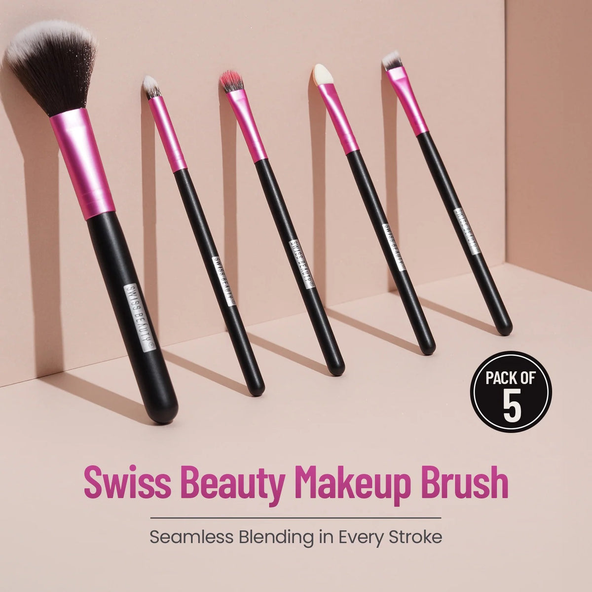 Swiss Beauty Makeup Brush Set of 5 - Pink