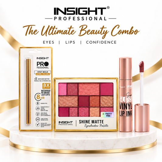 Insight Pro Eyes & Lips Makeup Combo with Kajal, Eyeshadow Palette & Vinyl Lip Ink