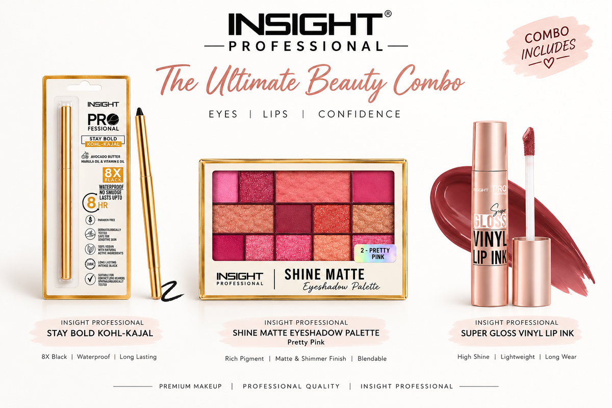 Insight Pro Eyes & Lips Makeup Combo with Kajal, Eyeshadow Palette & Vinyl Lip Ink