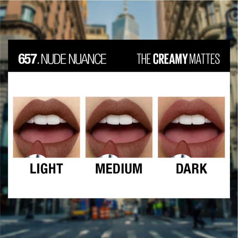 Maybelline Color Sensational Creamy Matte Lipstick – Nude Nuance 657, 3.9 g