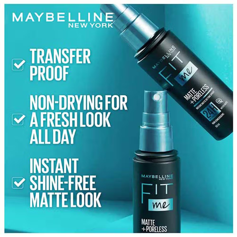Maybelline New York Fit Me Matte + Poreless Setting Spray Transfer-proof 24HR Oil-control Formula - 60ml