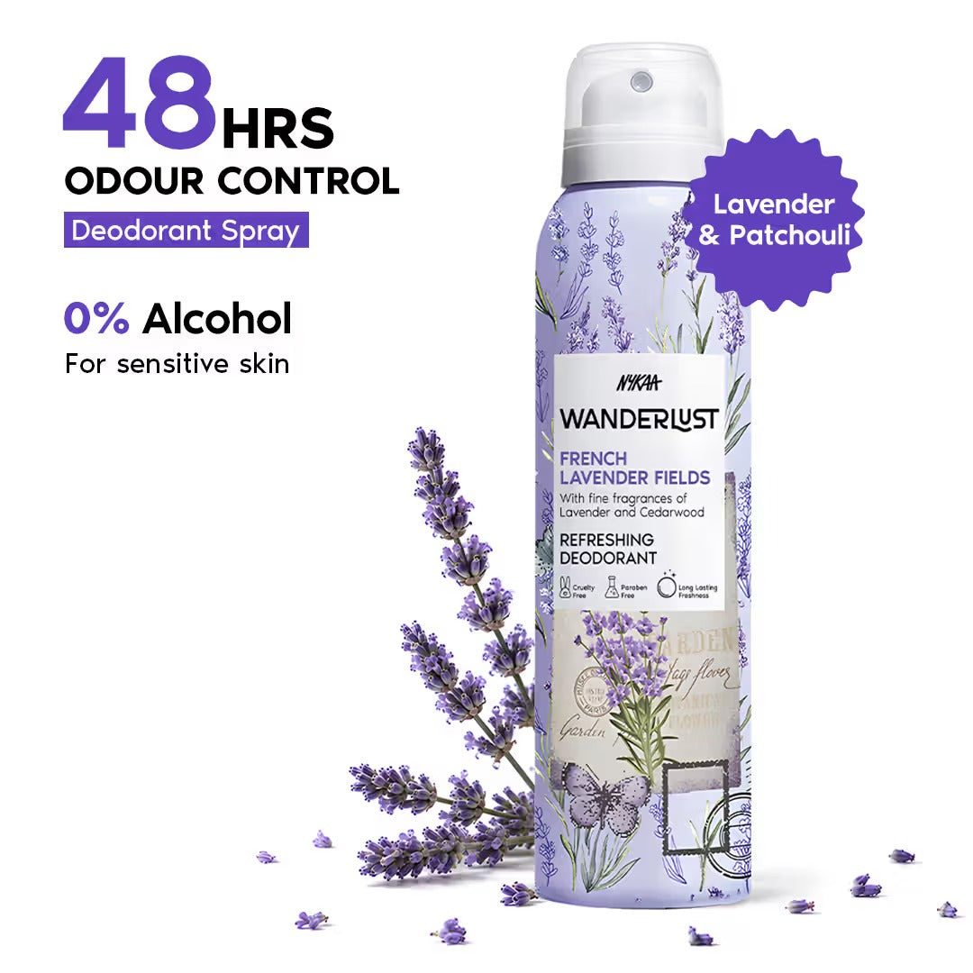 Nykaa Wanderlust Deodorant Spray for Women - French Lavender | 48 Hours Calming Freshness [150ml]