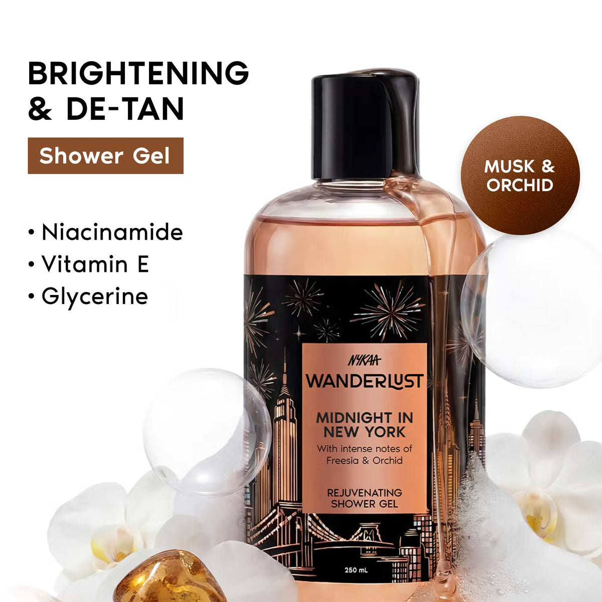 Nykaa Wanderlust Midnight in New York Body Wash – Niacinamide and Vitamin E, 250ml