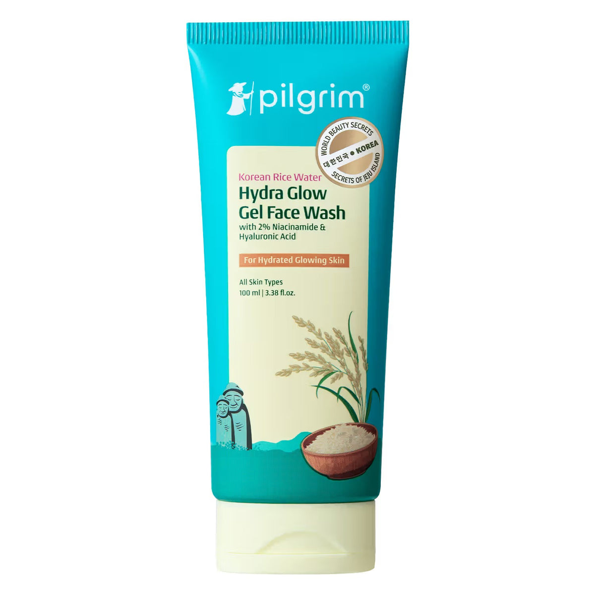 Pilgrim Korean Rice Water & 2% Niacinamide Hydra Glow Gel Face Wash Hydrated Glass Glowing Skin