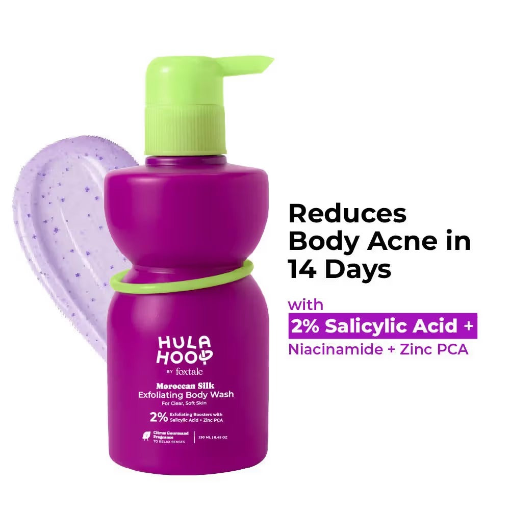Foxtale Hula Hoop 2% Salicylic Acid Exfoliating Body Wash for Body Acne, Strawberry & Bumpy Skin