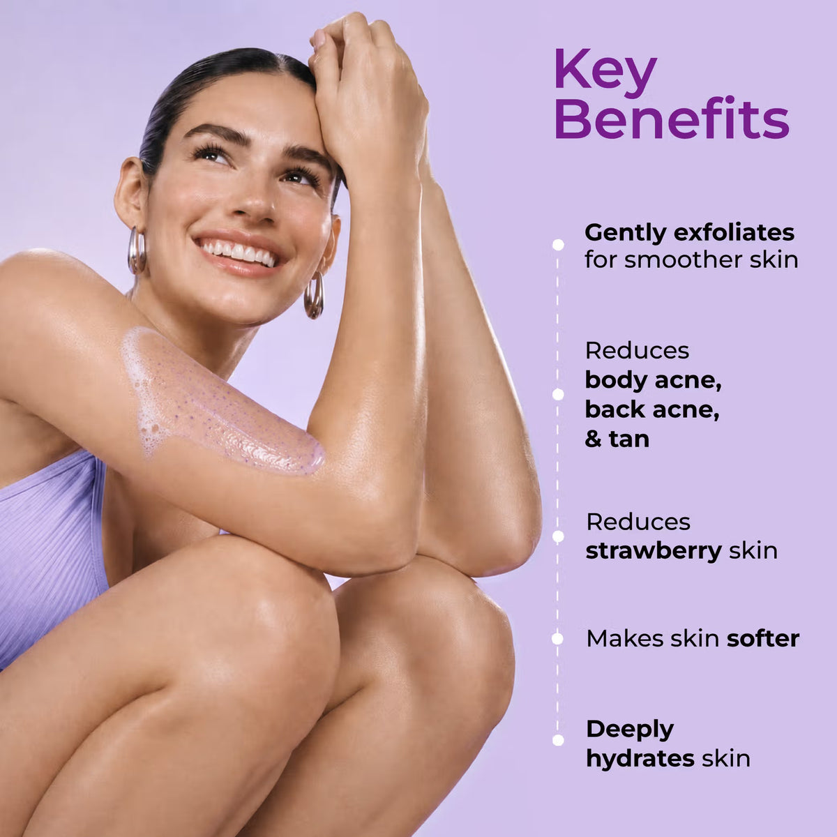 Foxtale Hula Hoop 2% Salicylic Acid Exfoliating Body Wash for Body Acne, Strawberry & Bumpy Skin