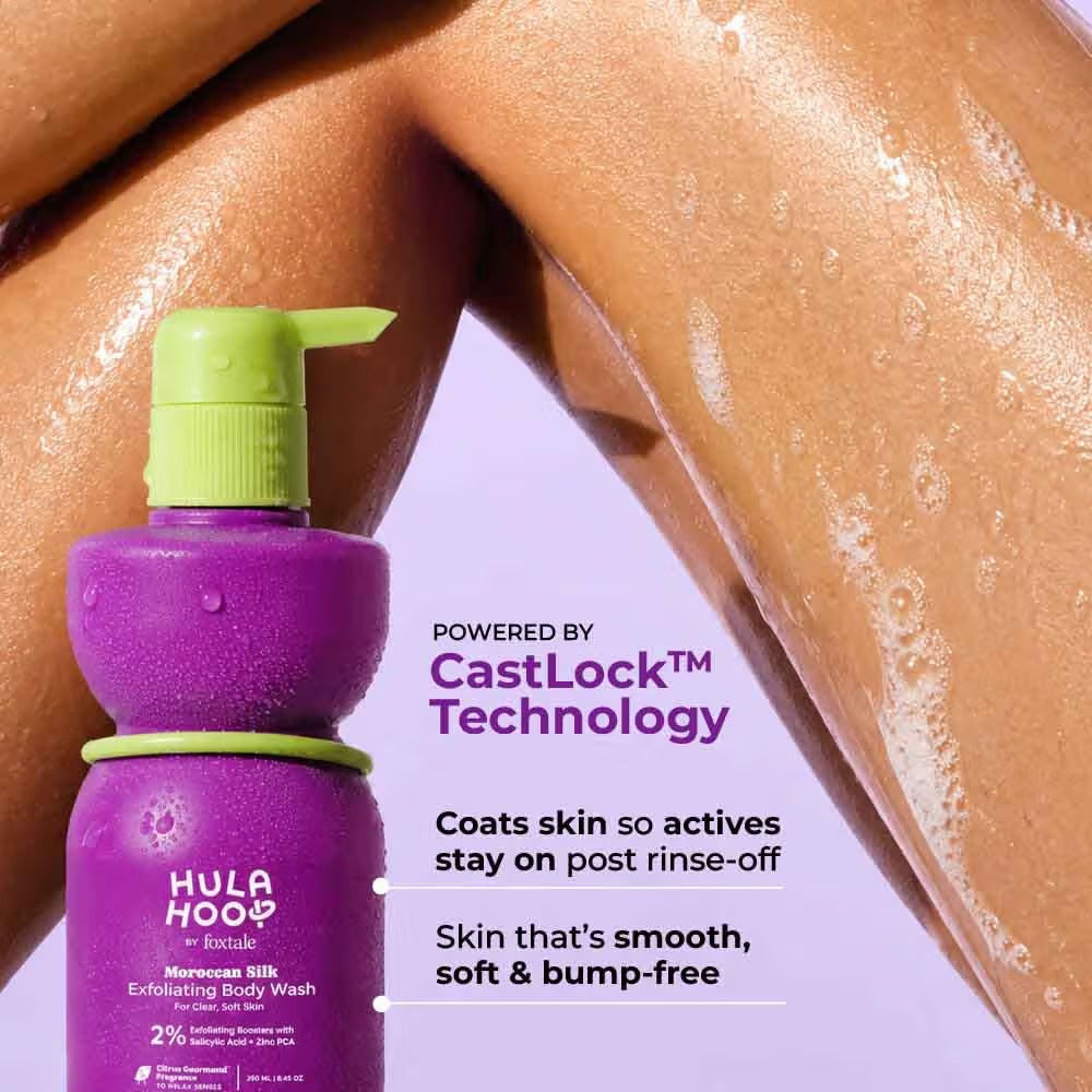Foxtale Hula Hoop 2% Salicylic Acid Exfoliating Body Wash for Body Acne, Strawberry & Bumpy Skin