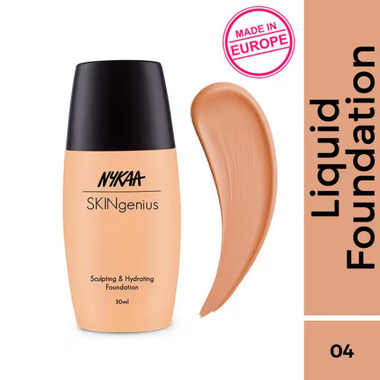 Nykaa SKINgenius Sculpting & Hydrating Dewy Foundation For Dry Skin - True Tan- 04