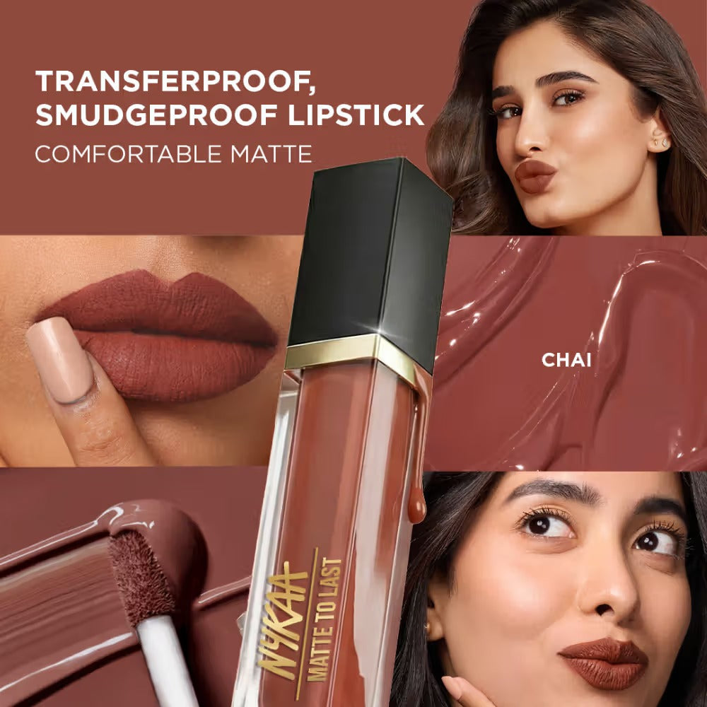 Nykaa Matte To Last Transferproof Liquid Lipstick – Chai 18, 6.2ml