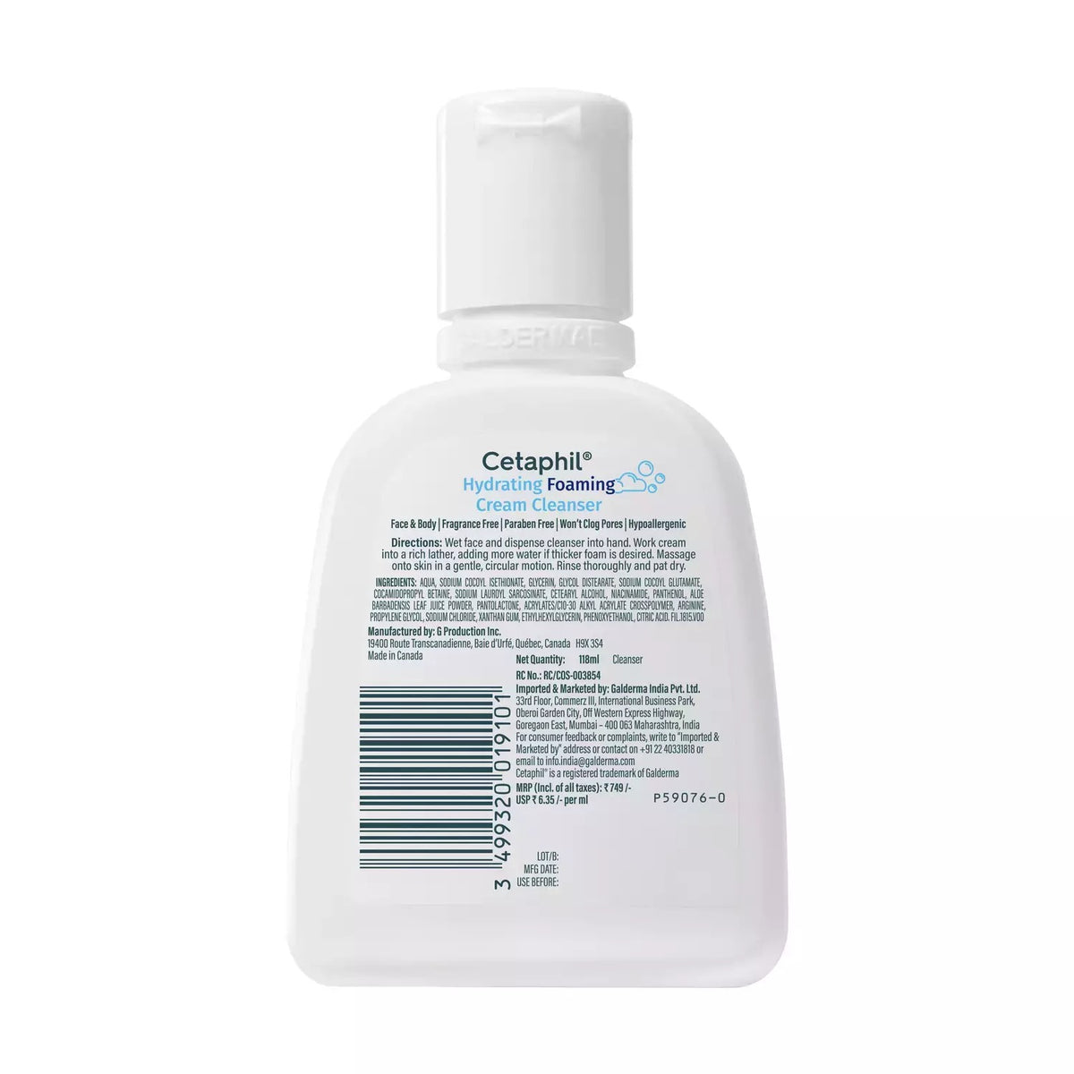 Cetaphil Hydrating Foaming Cream Cleanser - [118ml]