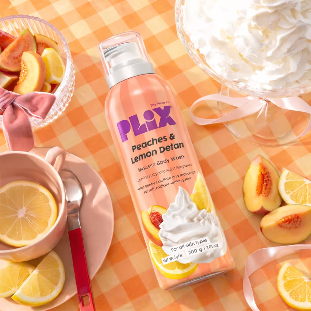 Plix Peaches & Lemon De-Tan Mousse Body Wash – 200ml