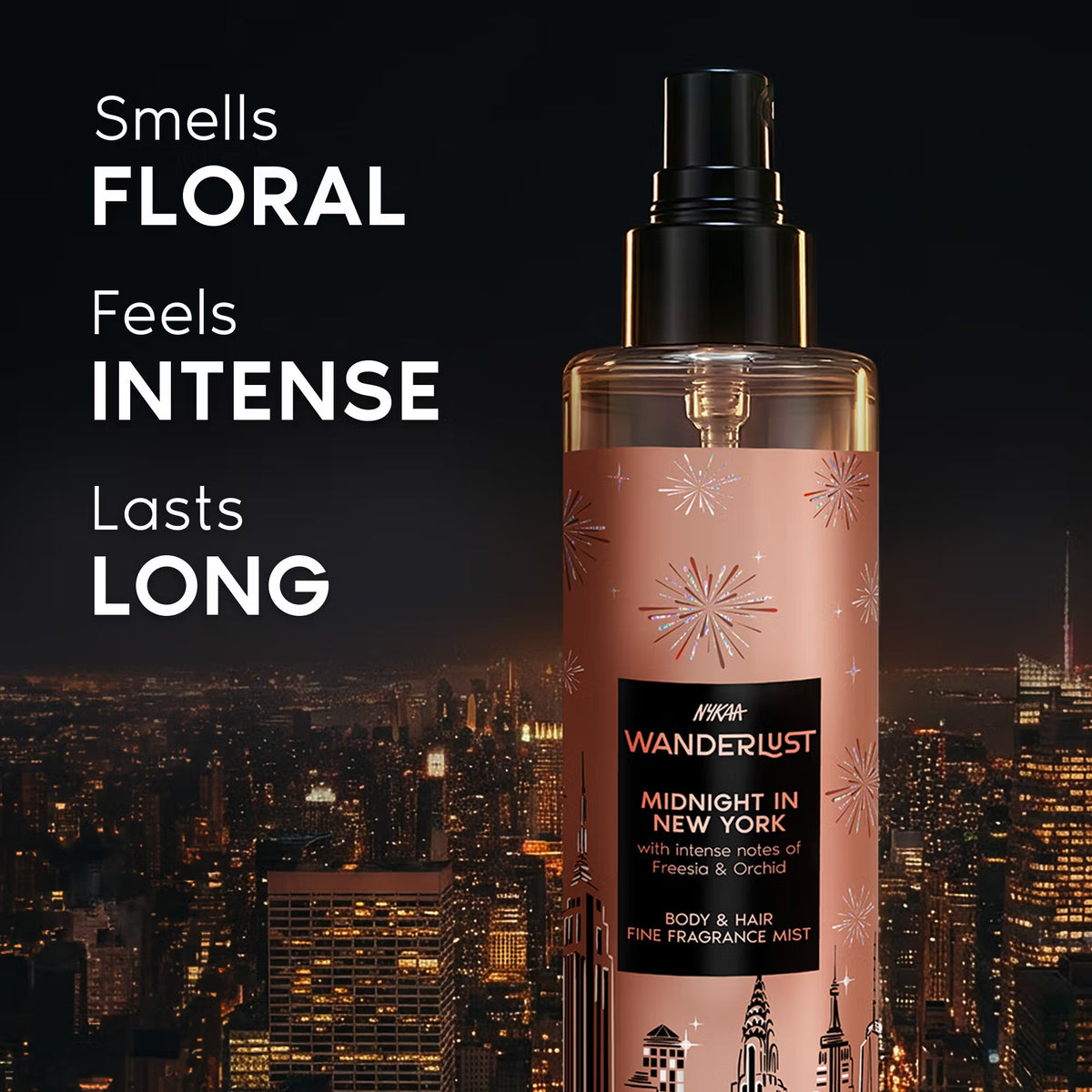 Nykaa Wanderlust Body & Hair Mist - Midnight in New York Perfume | Night Orchid & Musk Scent [200ml]]