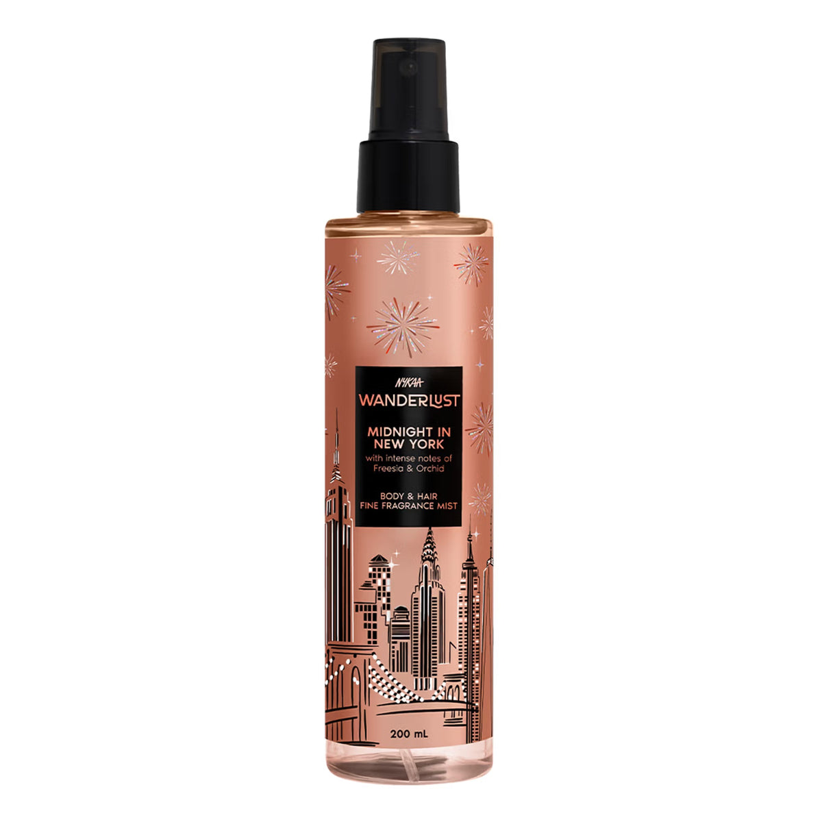 Nykaa Wanderlust Body & Hair Mist - Midnight in New York Perfume | Night Orchid & Musk Scent [200ml]]