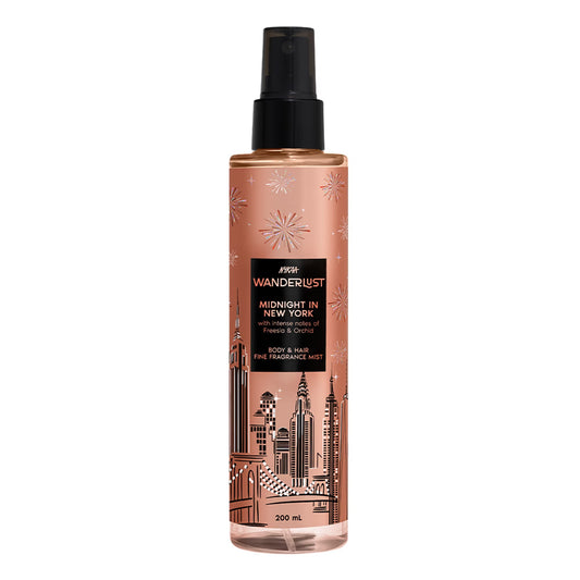 Nykaa Wanderlust Body & Hair Mist - Midnight in New York Perfume | Night Orchid & Musk Scent [200ml]]