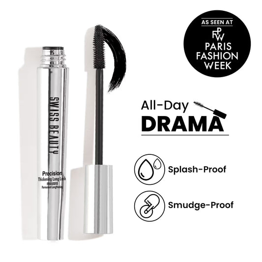 Swiss Beauty Precision Thickening Long Lash Mascara ,Waterproof , Smudge-Proof - Black