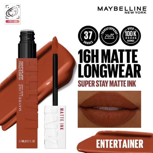 Maybelline New York Super Stay Matte Ink Liquid Lipstick, Lasts Up to 16 Hours - Entertainer