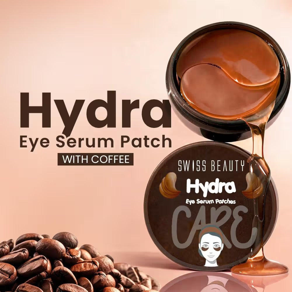Swiss Beauty Hydra Eye Serum Patches For Dark Circles And Puffiness, Hydrate Skin With Coffee, 60pcs