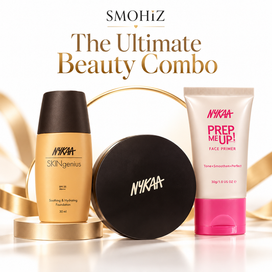 Nykaa SkinGenius Foundation, Compact & Prep Me Up Primer Makeup Combo – 3 Pieces