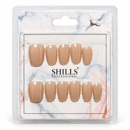 Short Square Full-Cover Natural False Nails
