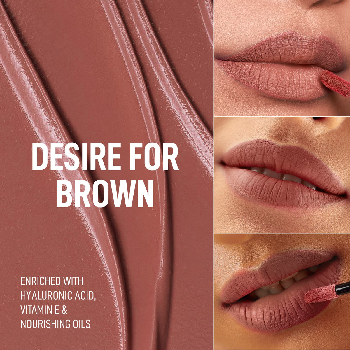 RENEE Stay With Me Liquid Lipstick – Desire of Brown, 5ml