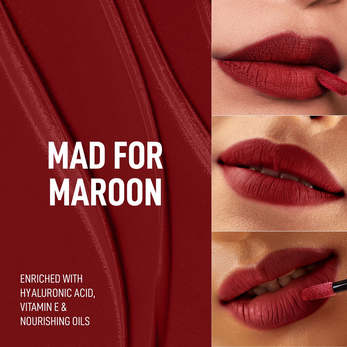 RENEE Stay With Me Liquid Lipstick – Mad for Maroon, 5 ml