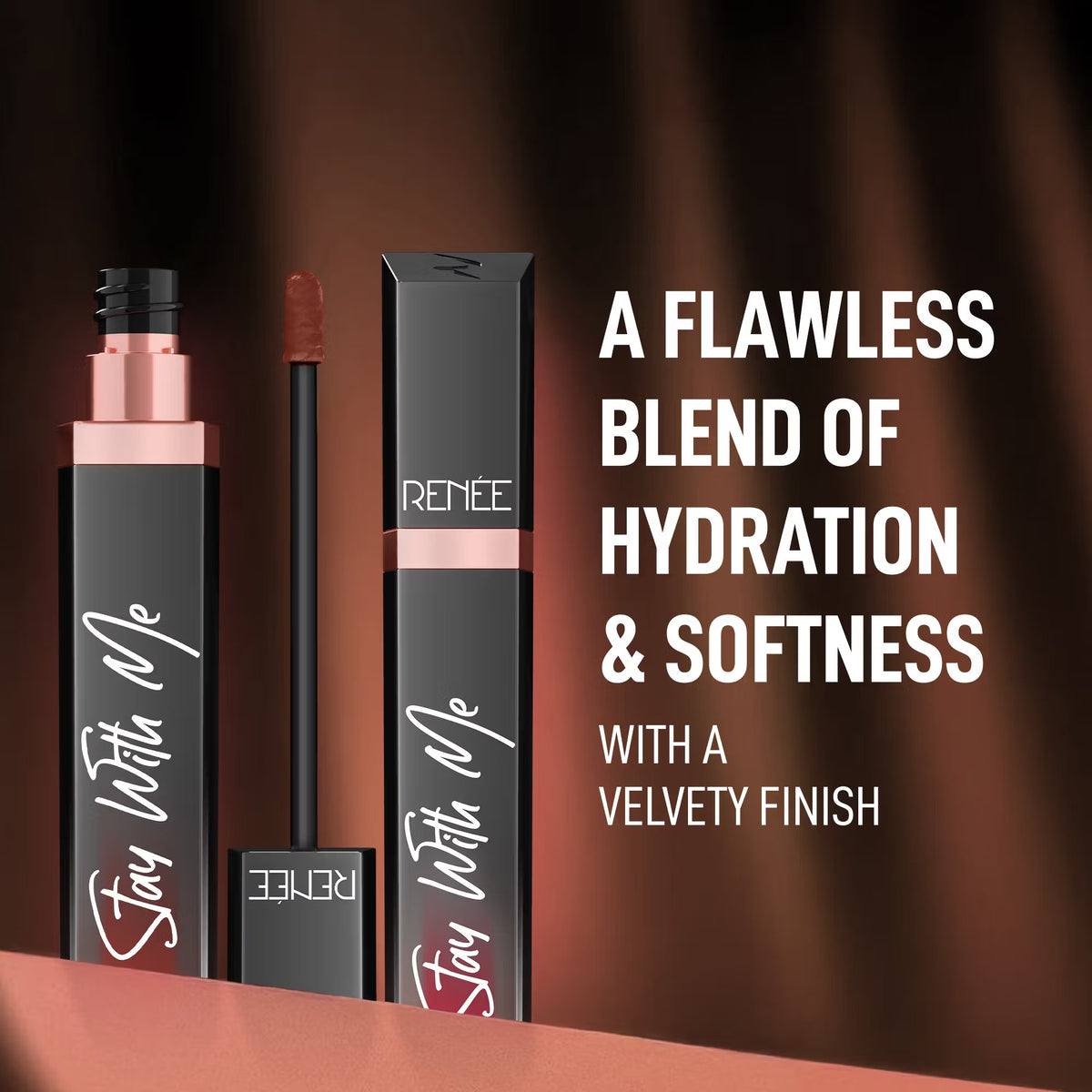 RENEE Stay With Me Liquid Lipstick – Creme of Caramel, 5ml