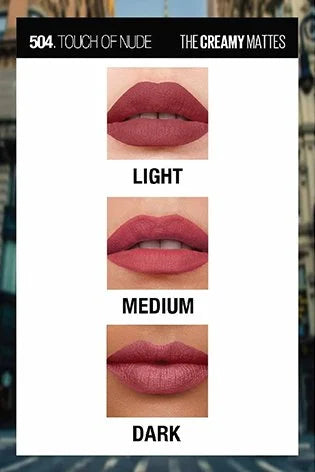 Maybelline Color Sensational Creamy Matte Lipstick – Touch of Nude 504, 3.9 g